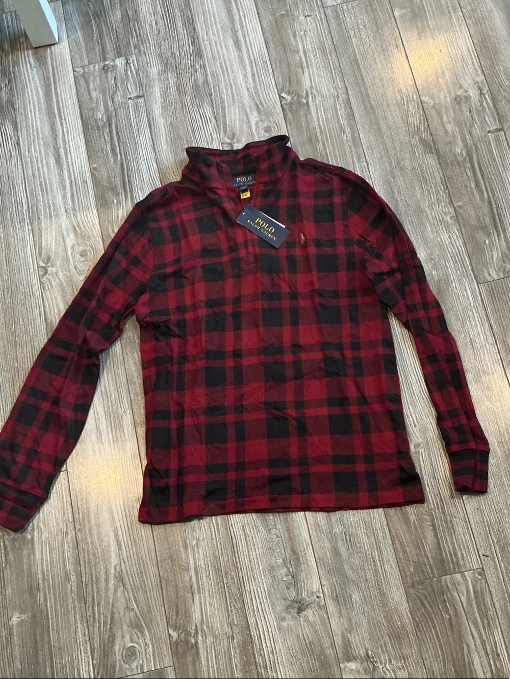 Polo by Ralph Lauren Red & Black Plaid Turtleneck Top